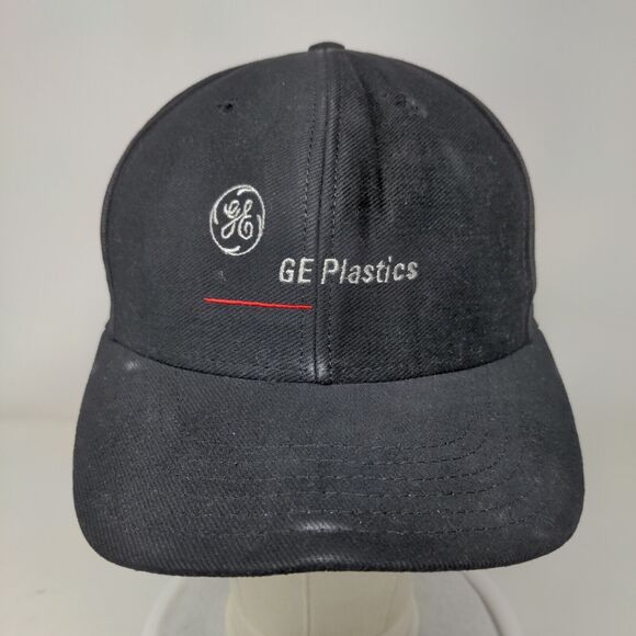 GE Plastics Snapback Hat Black One Size Adjustable Embroidered 6 Panel - Picture 2 of 6
